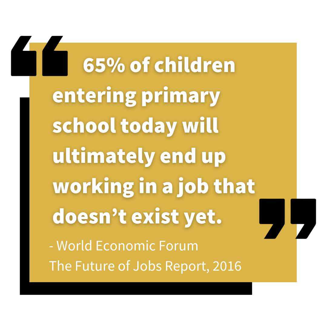 65% of children entering primary school today will ultimately work in a job that does not exist yet